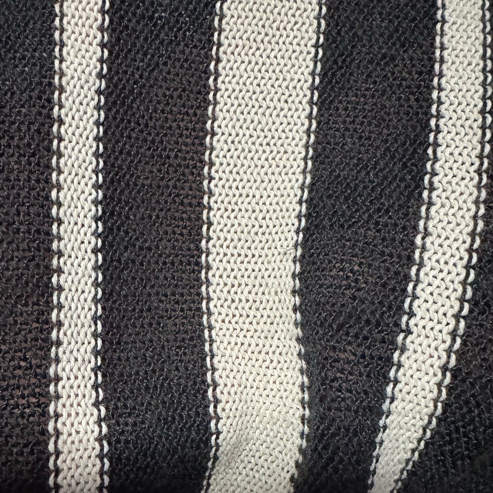 Zara Black Ivory Striped Boho Tunic Long Sleeve Minimalist Beach Women’s Large - Picture 12 of 12